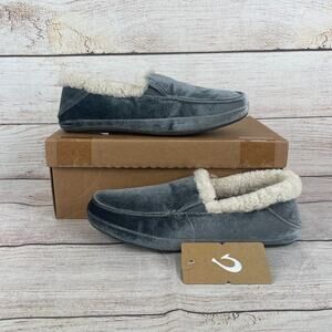 OluKai Ku'una Lanui Womens Sz 11 Slippers Velour Charcoal Gray
